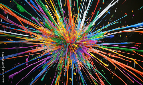 Chaotic frenetic streaks of vibrant paint splashing in dynamic motion to ignite creative energy visually