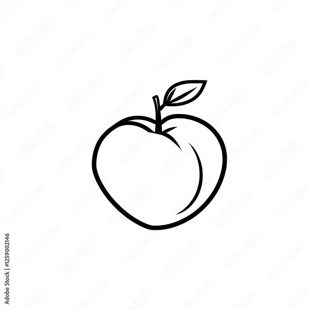 Simple Peach Icon, Outline Illustration Simple Peach Icon, Outline Illustration