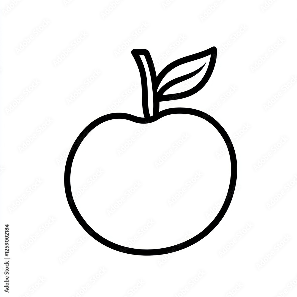 Fototapeta premium Simple black line drawing of an apple (4)