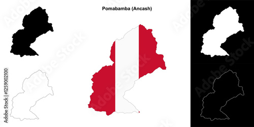 Pomabamba province outline map set photo