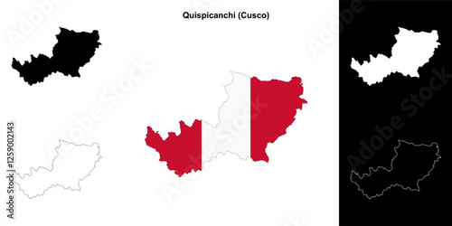 Quispicanchi province outline map set photo