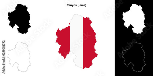 Yauyos province outline map set
