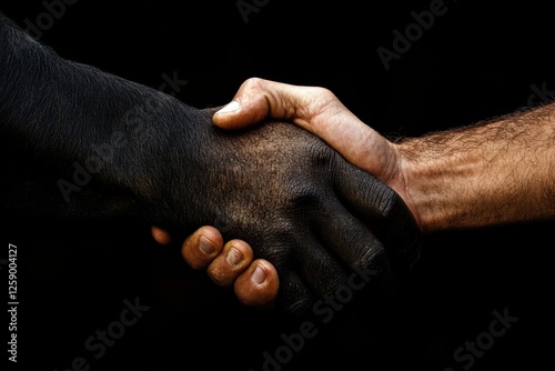 Handshake depicts unity between contrasting skin tones photo