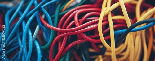 Wallpaper Mural Messy colorful electrical cables tangled together creating abstract pattern Torontodigital.ca