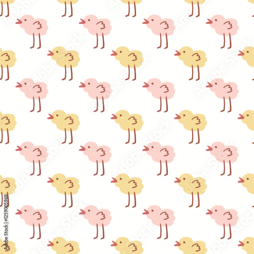 Pink and yellow cute little birds vector print pattern, kids pattern, lovely pattern, wallpaper, home textile pattern, background wallpaper.