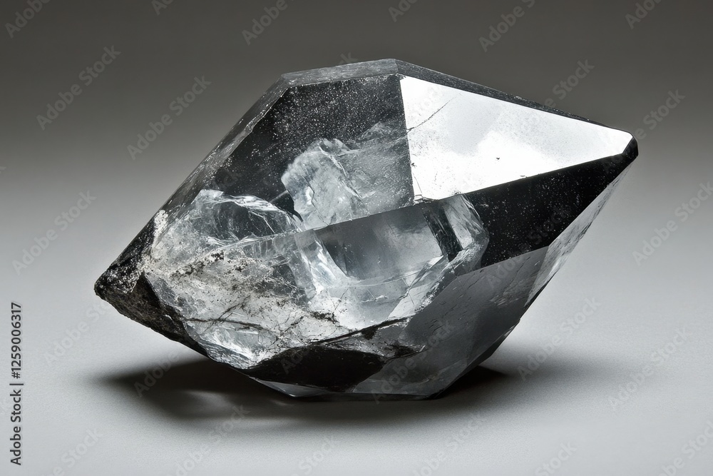 Fototapeta premium Raw herkimer diamond crystal reflecting light on a neutral background