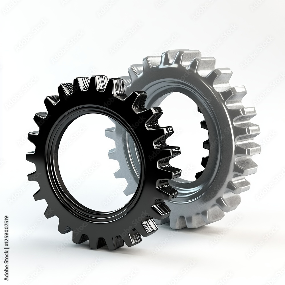 Interlocked gears, metal, teamwork, cooperation, white background, industrial, synergy, business concept Interlocked gears, metal, teamwork, cooperation, white background, industrial, synergy, business concept