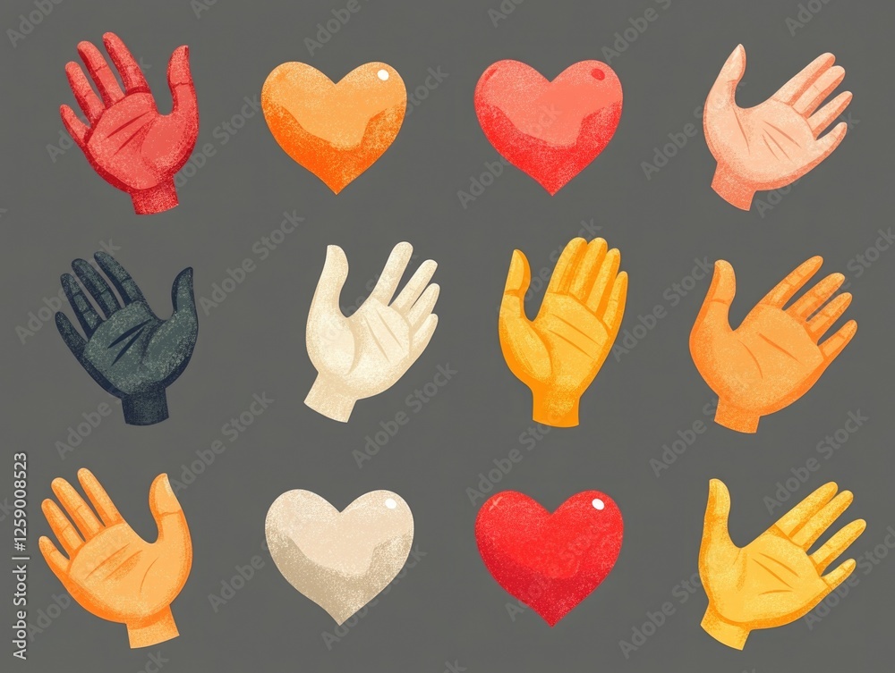 Fototapeta premium Colorful Hands with Hearts