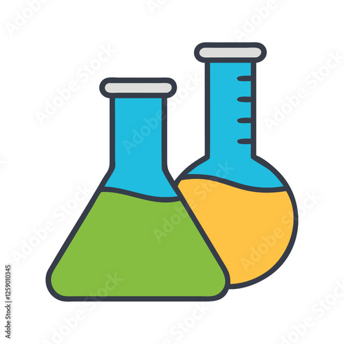 Biology lab flasks icon