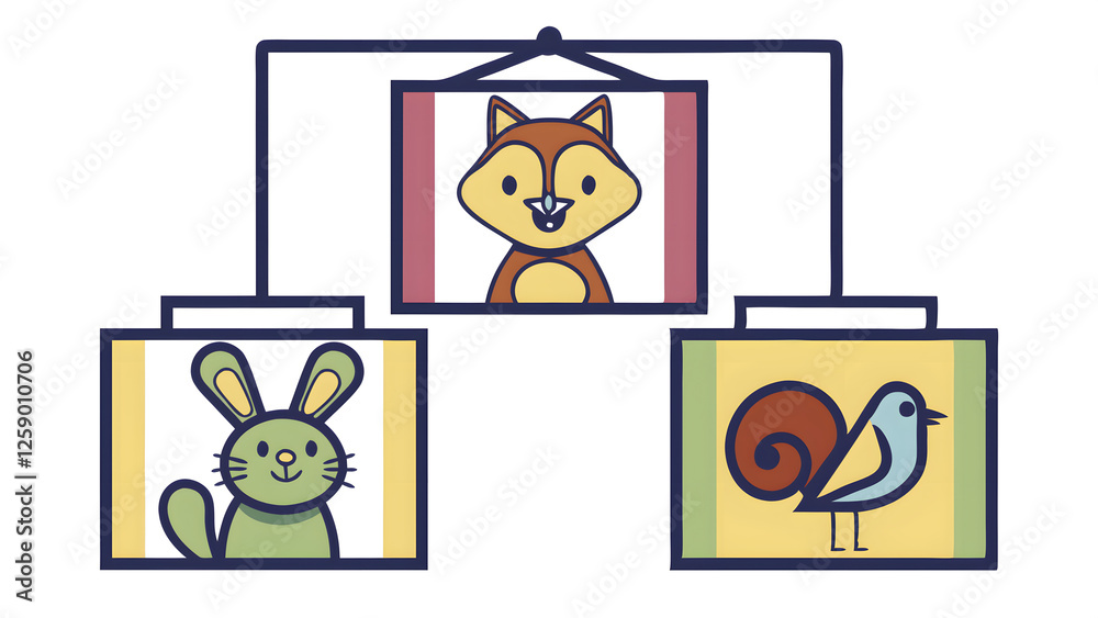 Fototapeta premium Illustration cute animal wildlife element teac