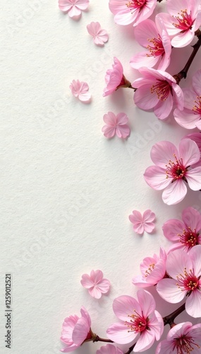 Wallpaper Mural Delicate pink cherry blossoms scattered on textured paper , wallpaper, japanese, elegant Torontodigital.ca
