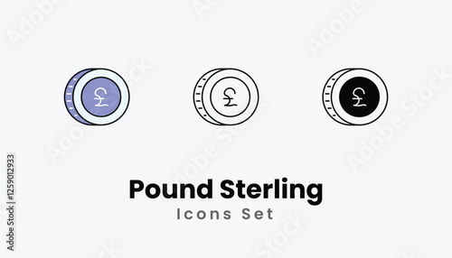 Pound Sterling Icons thin line and glyph vector icon stock illustration