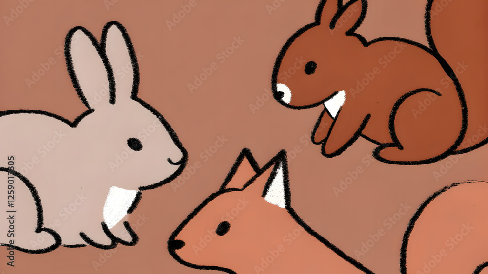 Fototapeta premium Illustration cute animal wildlife element teac