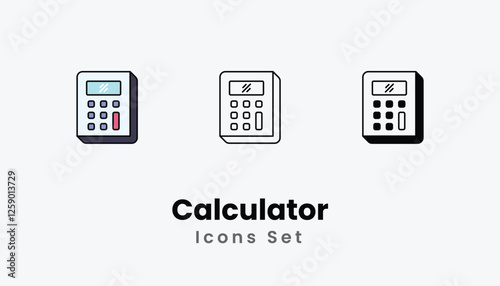 Calculator Icons thin line and glyph vector icon stock illustration