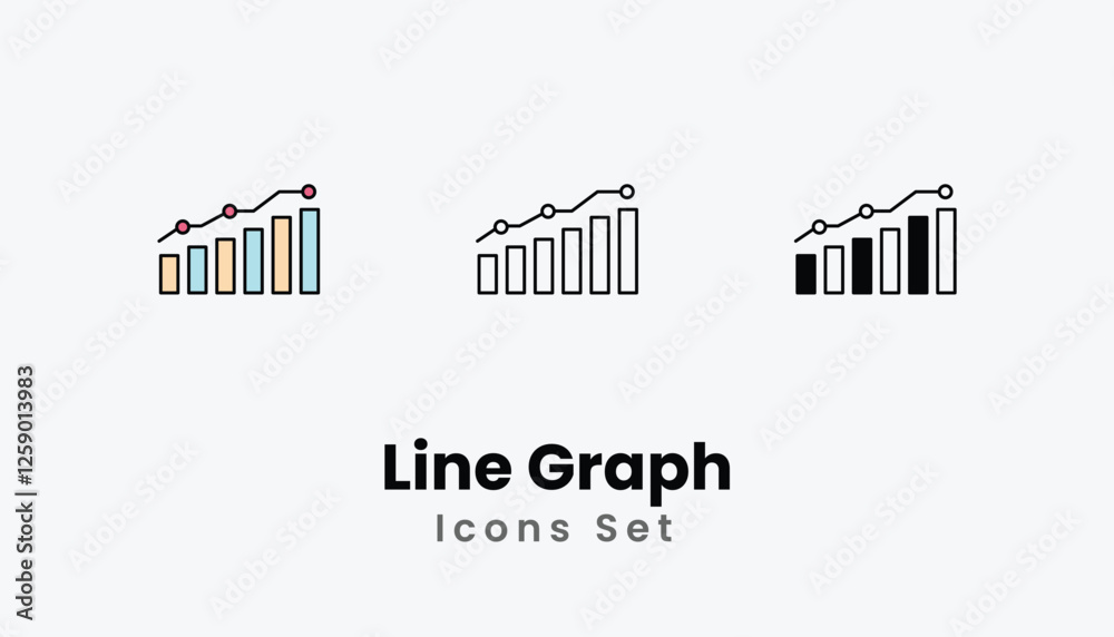 Line Graph Icons thin line and glyph vector icon stock illustration