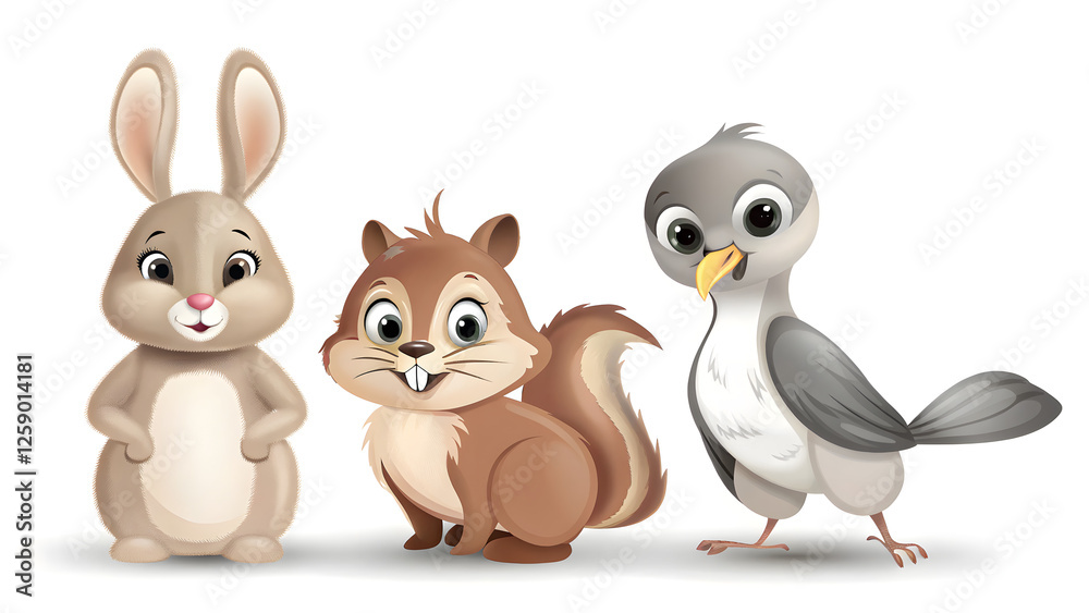 Fototapeta premium Illustration cute animal wildlife element teac