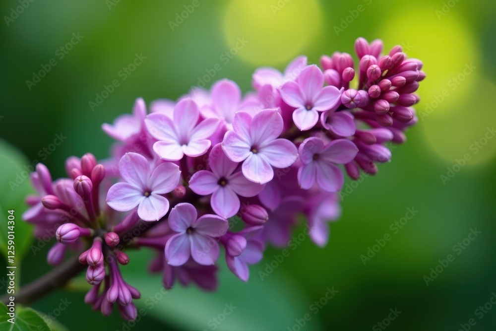 Cluster of purple lilac flowers, blurred background, ample copy space, white space, petal Cluster of purple lilac flowers, blurred background, ample copy space, white space, petal