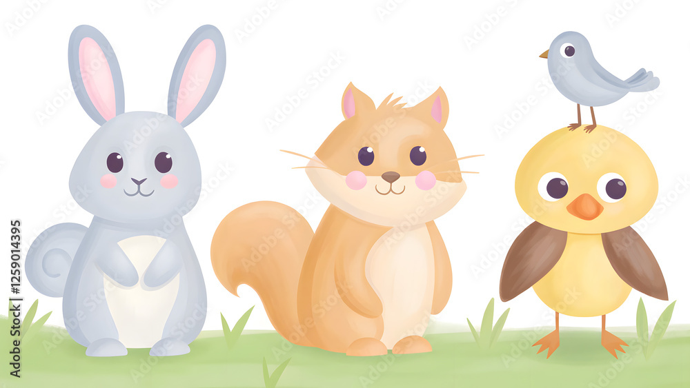 Fototapeta premium Illustration cute animal wildlife element teac