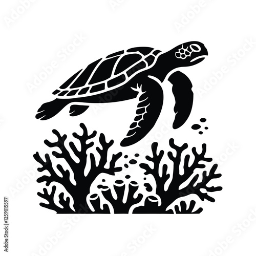 Turtle Silhouette Coral Reef