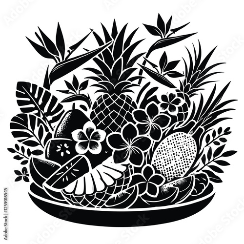 Exotic Fruit Platter Silhouette