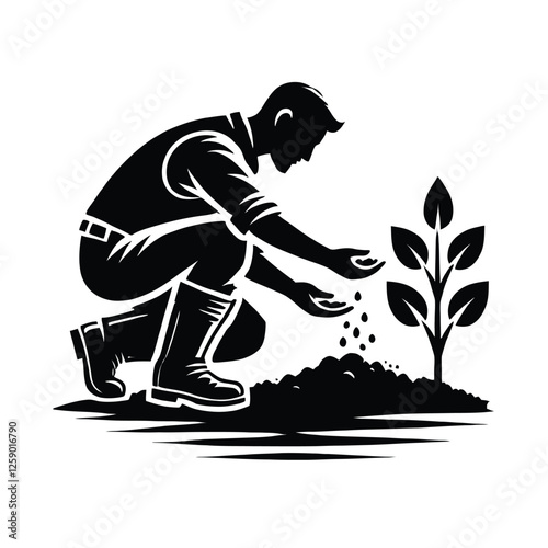 Organic Farmer Planting Seeds