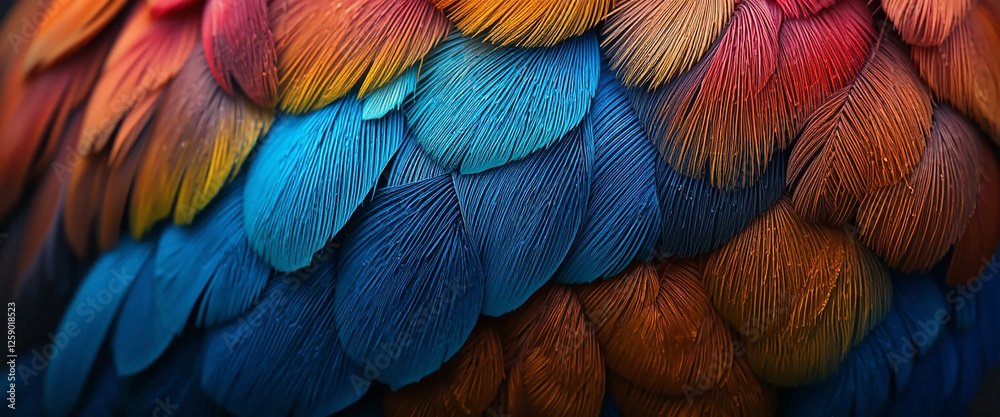 Obraz premium Stunning abstract background art featuring a close-up of bright tropical bird plumage in a smooth rainbow color gradient.