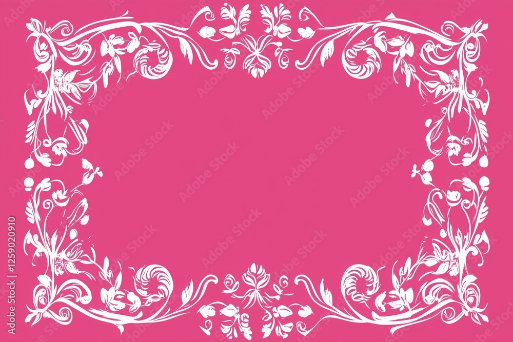 A minimalist floral border design on a pink background, perfect for creating elegant and modern layouts.