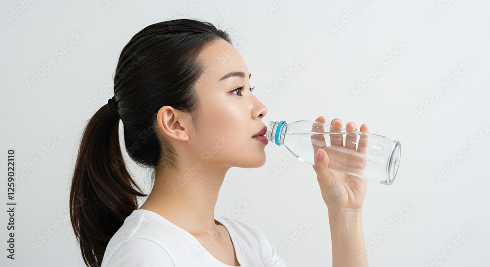 Asian Woman Drinking Water From Plastic Bottle for Hydration and Health Asian Woman Drinking Water From Plastic Bottle for Hydration and Health