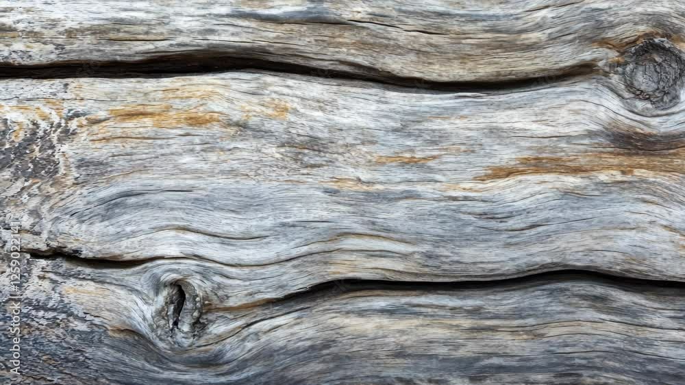 Driftwood texture with worn, weathered wood softened by the sea, perfect for beach-themed brands or coastal decor catalogs.