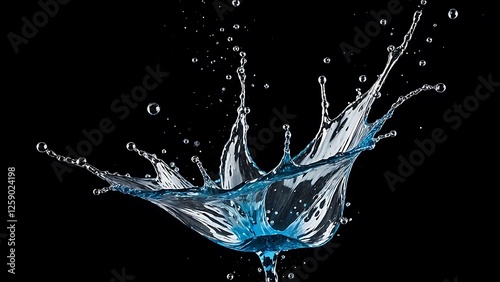 Close-up of a water splash and spread against a dark background