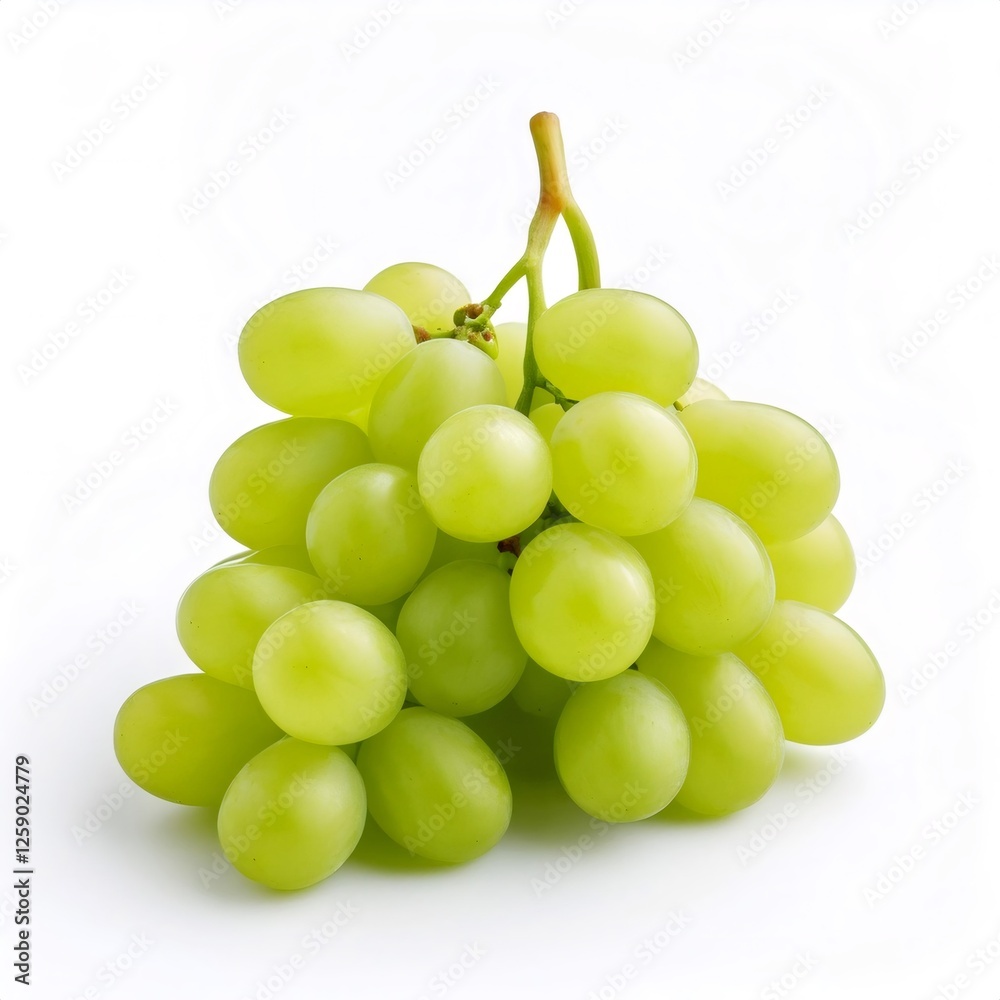Green grape cluster sitting isolated against pristine surface Green grape cluster sitting isolated against pristine surface