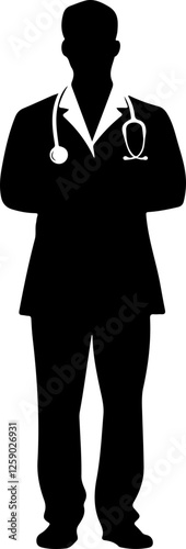 Silhouette, of, Doctor, in, Lab, Coat, Medical, Professional, Healthcare, Physician, Surgeon, Scientist, Hospital, Clinic, Medicine, Stethoscope, Research, Laboratory, 
