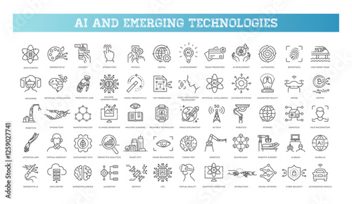 Ai and emerging future tech icon set