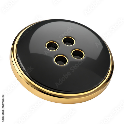 Elegant Black Button with Gold Rim: Perfect for Luxury Branding, Fashion Design, and Stylish Product Mockups