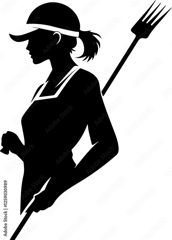 Silhouette of Woman Holding a Basket