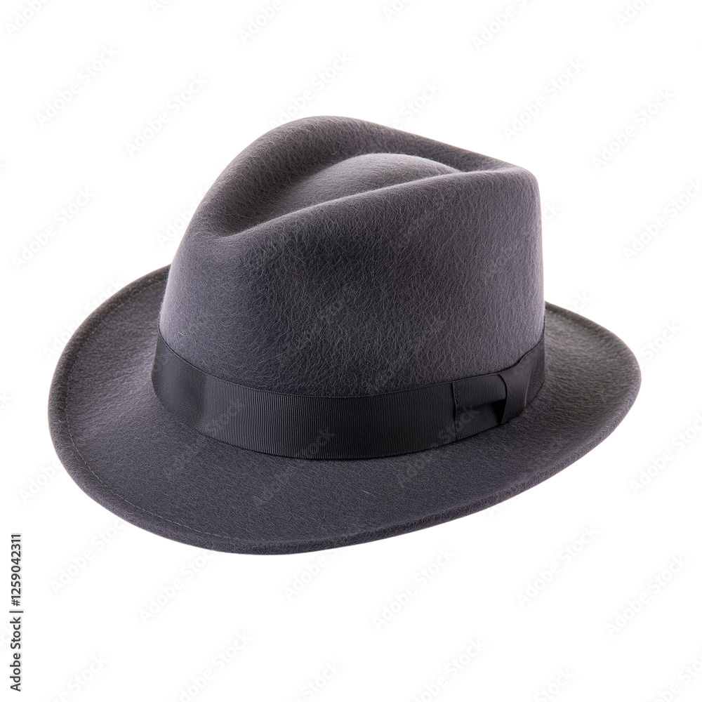 Classic black fedora hat with a wide brim. Classic black fedora hat with a wide brim.