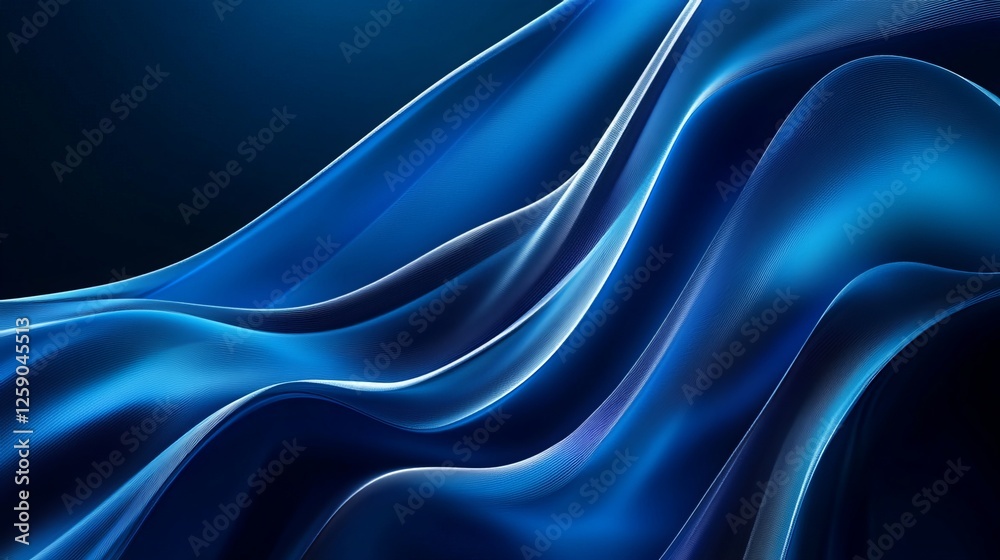 Obraz premium Modern abstract design with bold diagonal blue gradient stripes on a dark background. The dynamic composition conveys energy, motion, and elegance. Ideal for digital designs and presentations. 