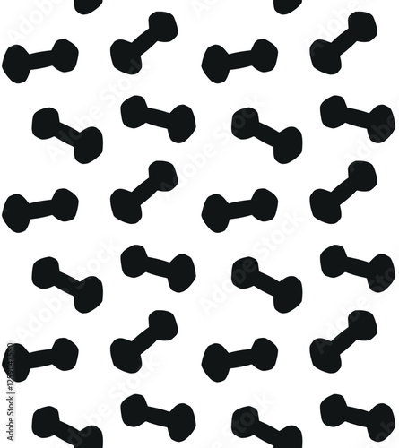 Vector seamless pattern of hand drawn dumbbell silhouette isolated on white background