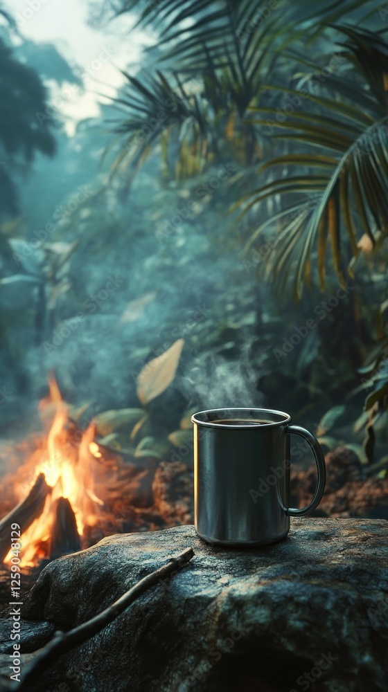 Tranquil Jungle Morning: Campfire Coffee Tranquil Jungle Morning: Campfire Coffee