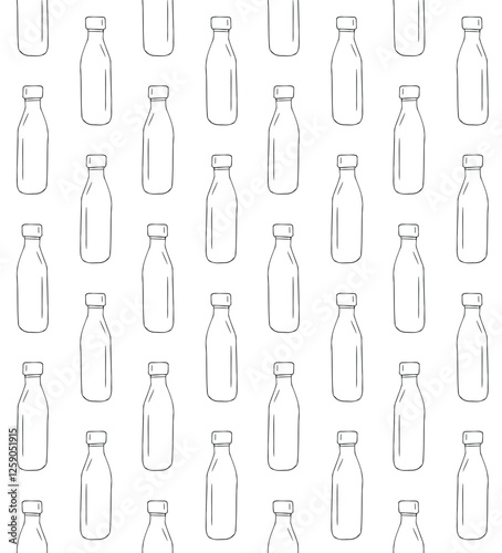 Vector seamless pattern of hand draw thermo bottle