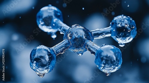 Wallpaper Mural Water molecule model, science, research, background blur, education Torontodigital.ca