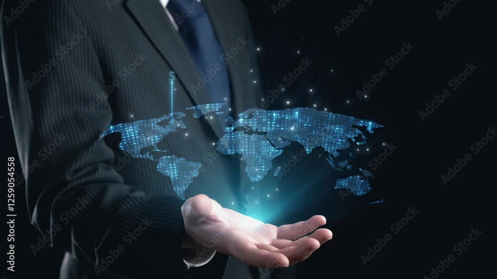 Business person innovates in currency exchange, blending finance with technology for smoother transactions. Elevates the money exchange experience, marking a new era in finance. UUID
