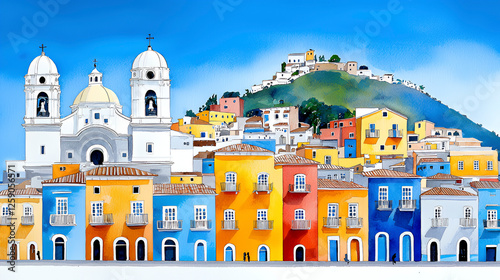 Vibrant Quito, Ecuador with mountains behind