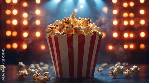 Top View of Fresh Popcorn for Movie Night