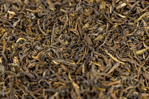 high  quality dry, not cooked green tea close  up