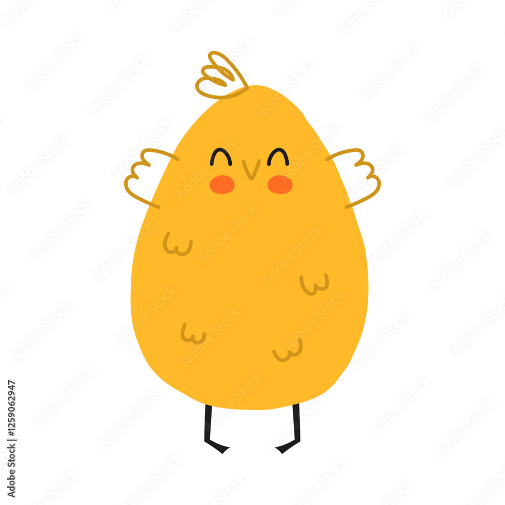 Obraz premium Bird simple illustration. Cute vector Chiсken Bird. Spring Baby Birdie. Hand Drawn Illustration on a white background