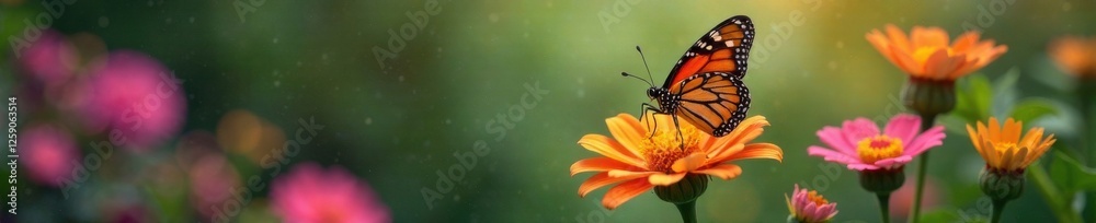A butterfly sips nectar from a vibrant floral arrangement , beauty, butterflies, flowers A butterfly sips nectar from a vibrant floral arrangement , beauty, butterflies, flowers