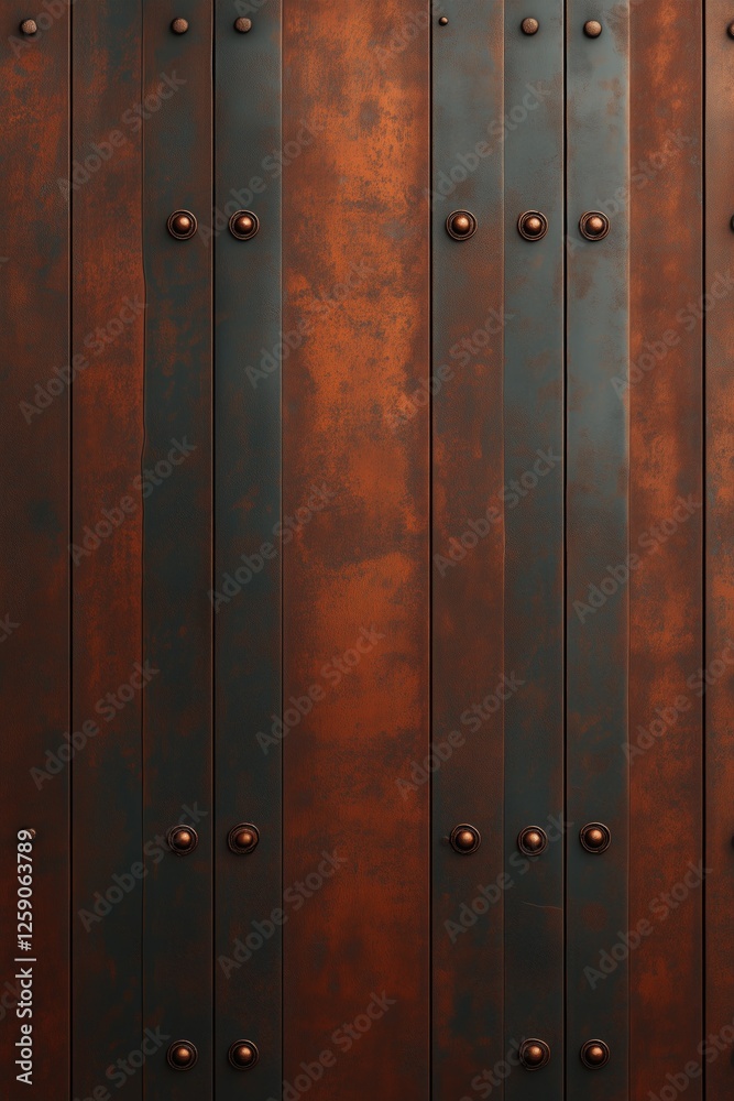 Copper and metal wall with rivets showcases an industrial design aesthetic in a modern space Copper and metal wall with rivets showcases an industrial design aesthetic in a modern space
