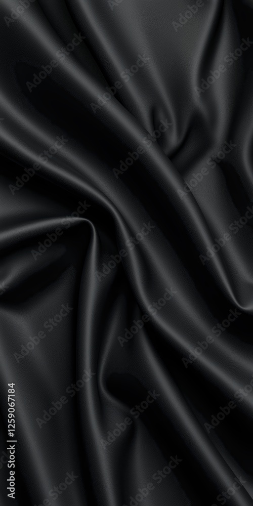 Fototapeta premium Luxurious black satin fabric draped elegantly, showcasing deep texture and sheen under soft light