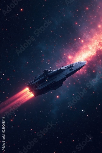 Wallpaper Mural A spaceship sails through the darkness of space, stars shining like diamonds around it , galaxies, space ships Torontodigital.ca